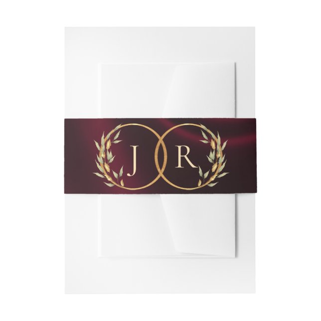Monogram & Ribbon - Burgundy Invitation Belly Band (Front Example)