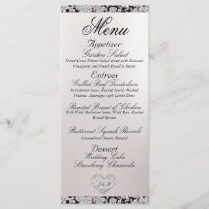 Monogram, Ribbon & Glitter - Purple Wedding Menu