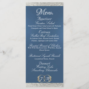 Monogram & Ribbon - Light Blue Wedding Menu