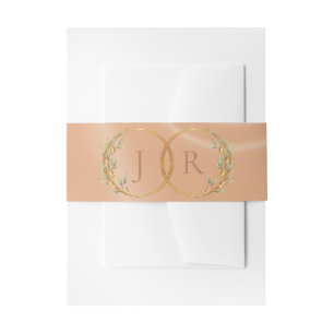 Monogram & Ribbon - Peach Invitation Belly Band