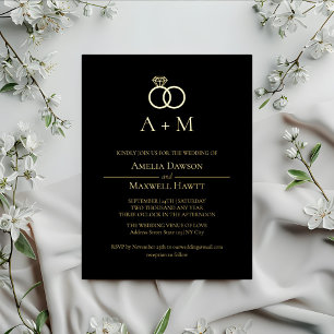 Monogram Rings Simple Wedding Invitation