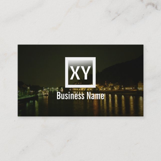 Monogram River Night View Photography Business Card (Front)