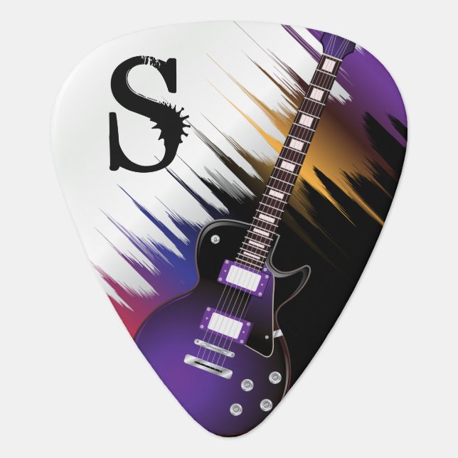 Monogram Rock and Roll Guitar  - Purple Guitar Pick (Front)