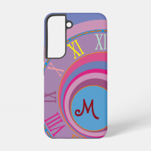 Monogram Roman Numerals Swirl Circles Colorful Art Samsung Galaxy S22 Case