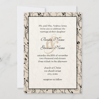 Monogram Romantic Blush Coral Pink  Wedding  Invitation
