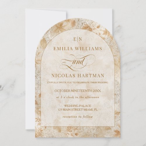 Monogram Romantic Fall Wedding Invitation
