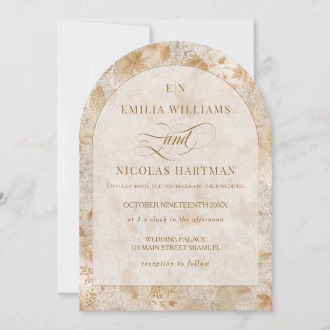 Monogram Romantic Fall Wedding Invitation (Front)