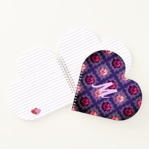 Monogram Romantic Purple Rose Love Notebook