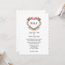 Monogram Romantic Roses Floral Heart