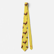 Monogram Rooster Chicken Fun Yellow Neck Tie