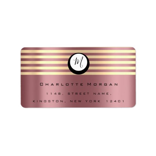 Monogram Rose Champaigne Gold RSVP Stripes Blush Label