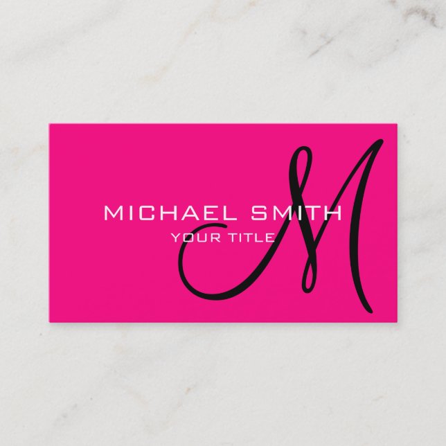 Monogram Rose color background Business Card (Front)