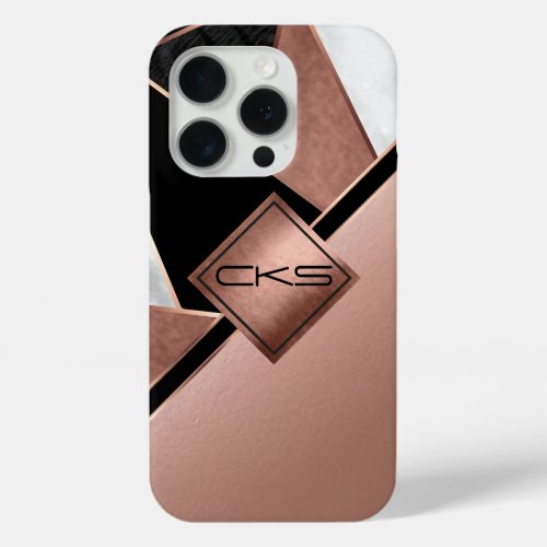  Monogram Rose Gold Absrtact  iPhone 15 Pro Case