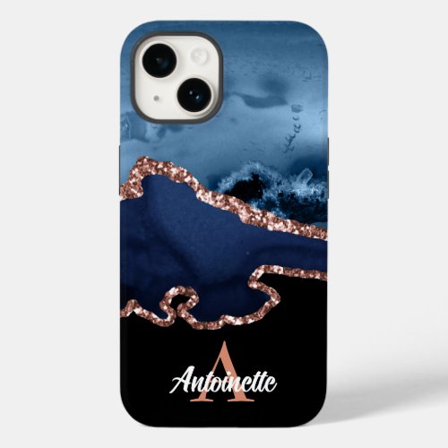 Monogram Rose Gold Agate  Case_Mate iPhone 14 Case