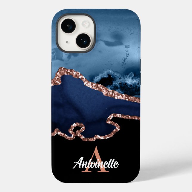 Monogram Rose Gold Agate  Case-Mate iPhone Case (Back)