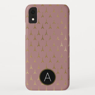 Monogram Rose Gold and Gold Foil Paris France iPhone XR Case