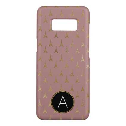 Monogram Rose Gold and Gold Foil Paris France Case-Mate Samsung Galaxy S8 Case