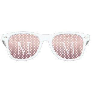 Monogram Rose Gold Blush Glitter Drips Sunglasses