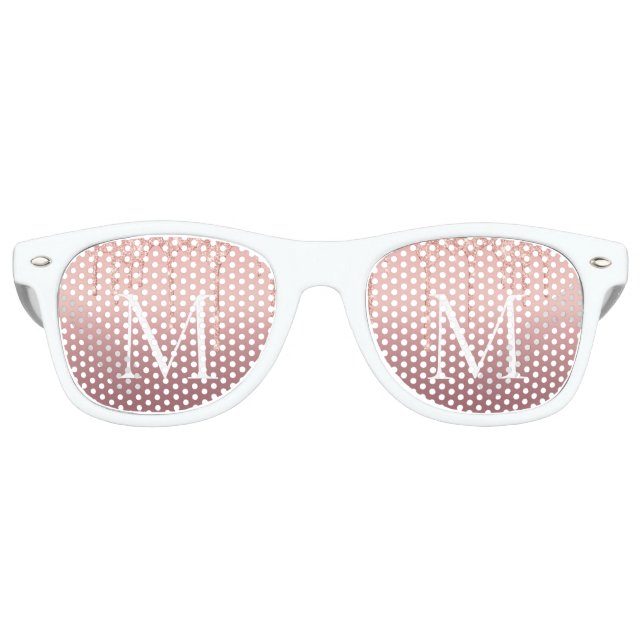 Monogram Rose Gold Blush Glitter Drips Sunglasses (Front)