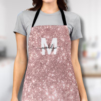 Monogram Rose Gold Blush Pink Glitter Name