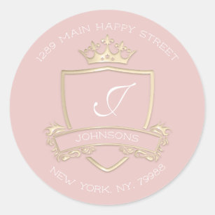 2 Round Pink Colorful Monogram Stickers | Set of 40