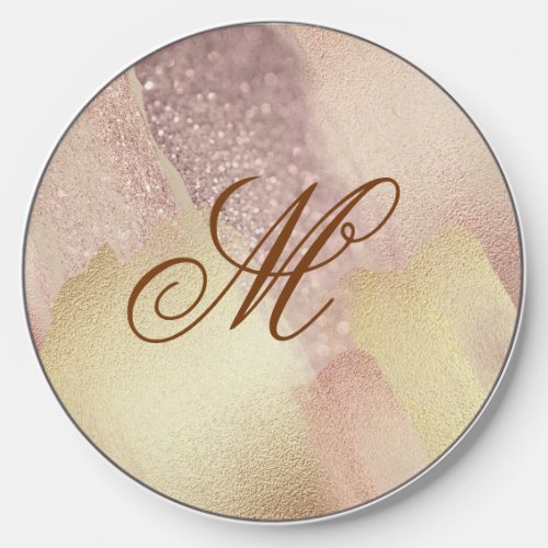 Monogram Rose Gold Custom Wireless Charger