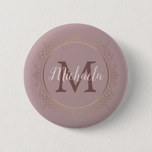 Monogram Rose Gold Elegant Modern Template Button