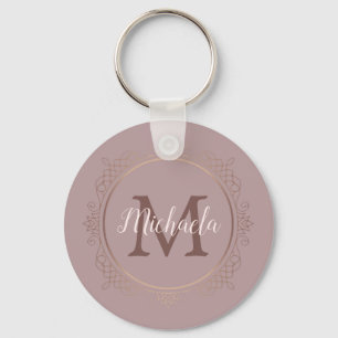 Monogram Rose Gold Elegant Modern Template Keychain