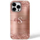 Monogram Rose Gold Faux-Glitter Girly Glam