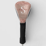 Monogram Rose Gold Faux-Glitter Girly Glam Golf Head Cover