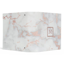 monogram rose gold frame on elegant marble look