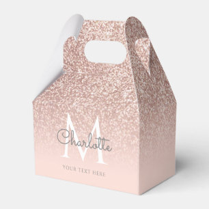 Monogram Rose Gold Glitter Blush Pink Favor Boxes