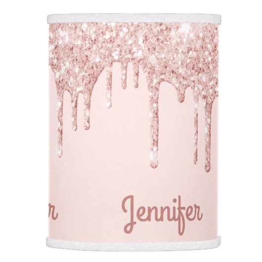 Monogram rose gold glitter blush pink glam lamp shade (Right)