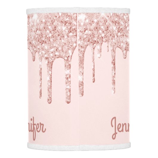 Monogram rose gold glitter blush pink glam lamp shade (Back)
