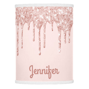 Monogram rose gold glitter blush pink glam lamp shade