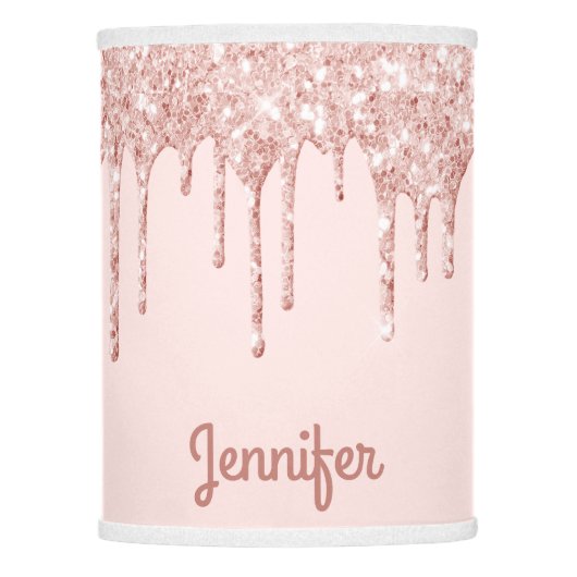 Monogram rose gold glitter blush pink glam lamp shade (Front)