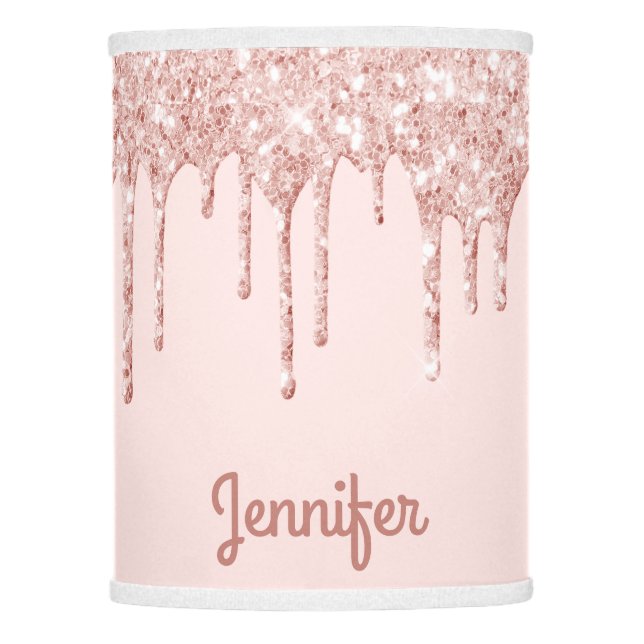 Monogram rose gold glitter blush pink glam lamp shade (Front)