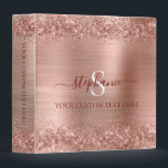 Monogram Rose Gold Glitter Girly Glam 3 Ring Binder<br><div class="desc">This fabulous binder features rose gold brushed metal background with sparkling glitter borders. Add your name,  initial,  and year for a personal touch. Perfect for being stylish and organized.</div>