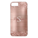 Monogram Rose Gold Glitter Girly Glam Iphone 8/7 Case at Zazzle
