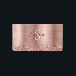 Monogram Rose Gold Glitter Girly Glam Checkbook Cover<br><div class="desc">This elegant checkbook cover features rose gold brushed metal background with sparkling glitter borders. Add your name and initial for a personal touch.</div>