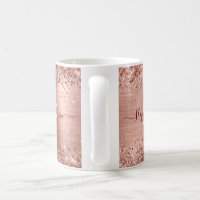 Monogram Rose Gold Glitter Girly Glam Thermal Tumbler