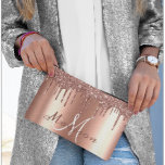 Monogram Rose Gold Glitter Look Drips Girly  Accessory Pouch<br><div class="desc">This design may be personalized in the area provided by changing the photo and/or text. Or it can be customized by clicking Personalize this Template and then choosing the click to customize further option and delete or change the color of the background, add text, change the text color or style,...</div>