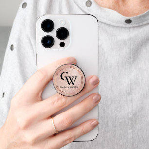Monogram Rose Gold Glitter PopSocket