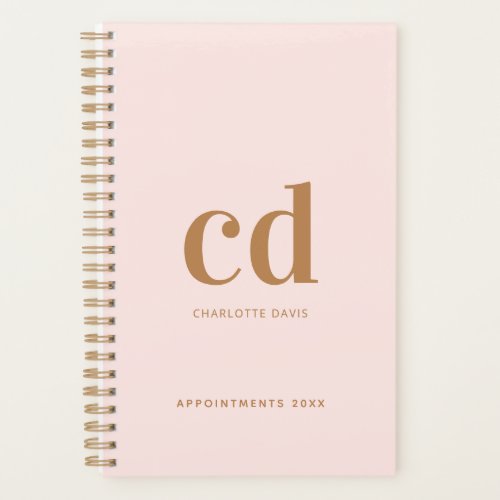 Monogram rose gold initials elegant 2023 planner