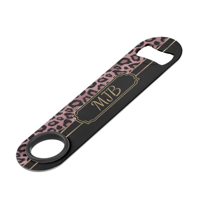 Monogram Rose Gold Leopard  Bar Key (Front Angled)