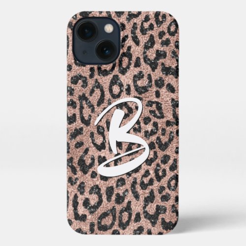 Monogram Rose Gold Leopard Print iPhone Case