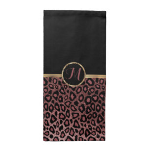 Monogram Rose Gold Leopard Skin Cloth Napkin