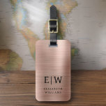 Monogram Rose Gold Pink Brushed Metallic Elegant Luggage Tag<br><div class="desc">Introducing our Monogram Brushed Metallic Elegant Luggage Tag: Elevate your travel experience with this sophisticated accessory. Crafted from brushed metallic material, this luggage tag exudes elegance and style. The monogram design adds a personalized touch, making it easy to identify your luggage while adding a touch of sophistication to your belongings....</div>