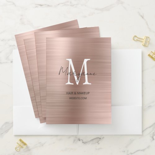 Monogram Rose Gold Presentation Folders