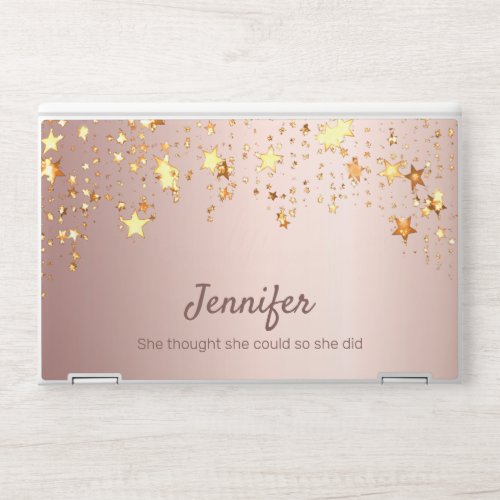 Monogram rose gold stars modern motivational quote HP laptop skin